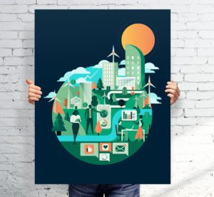 A well-designed climate illustration in a poster.