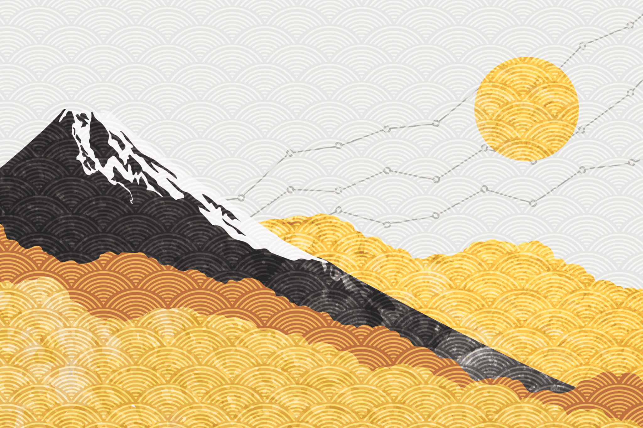 An illustration of a mountain with clouds, aiming to achieve more reach and serve as thought leadership campaign assets.