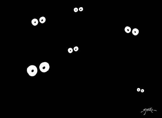 An animated visual report featuring a black background and white eyes that will jump out from the crowd.